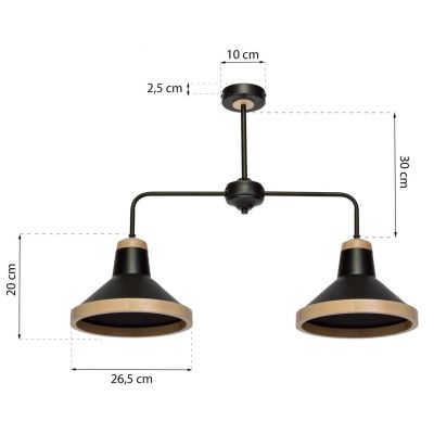 MILAGRO Lampa sufitowa SALMA BLACK / WOOD 2xE27 (MLP6296)