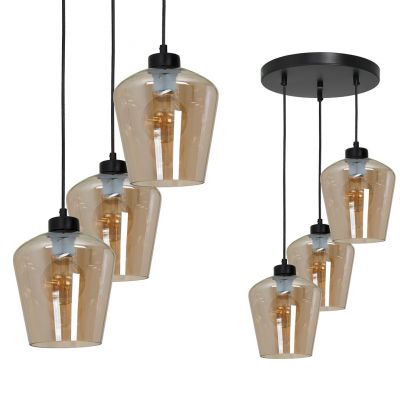 Milagro lampa wisząca Santiago Amber 3xE27 czarna MLP6613 (MLP6613)