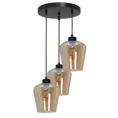 Milagro lampa wisząca Santiago Amber 3xE27 czarna MLP6613 (MLP6613)