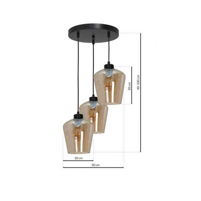 Milagro lampa wisząca Santiago Amber 3xE27 czarna MLP6613 (MLP6613)