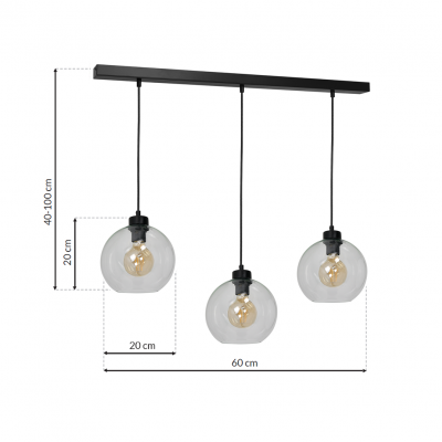 Milagro lampa wisząca Sofia Clear 3xE27 czarna MLP6579 (MLP6579)