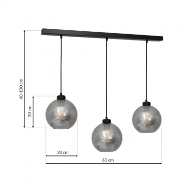 Milagro lampa wisząca Sofia Smoked 3xE27 czarna MLP65800 (MLP65800)