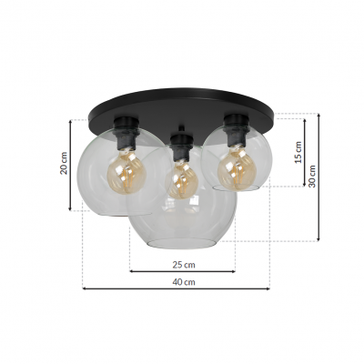 Milagro plafon Sofia Clear 3xE27 czarny MLP6586 (MLP6586)