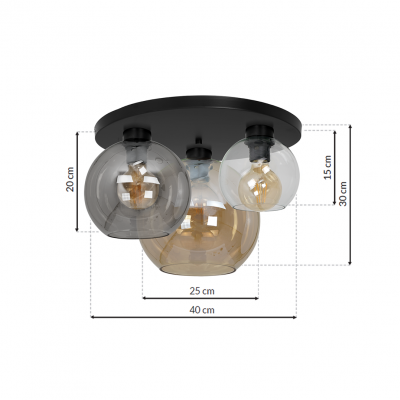 Milagro plafon Sofia Mix 3xE27 czarny MLP6589 (MLP6589)