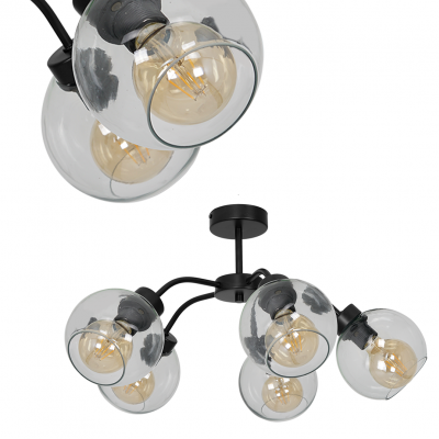 Milagro plafon Sofia Clear 5xE27 czarny MLP6596 (MLP6596)