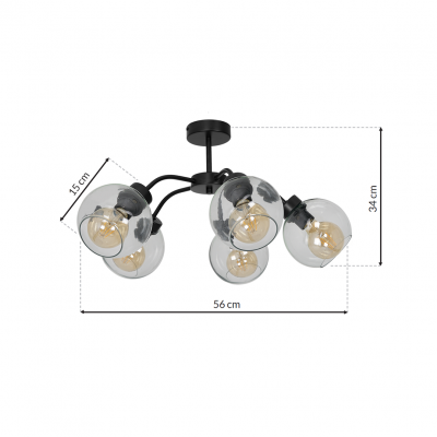 Milagro plafon Sofia Clear 5xE27 czarny MLP6596 (MLP6596)
