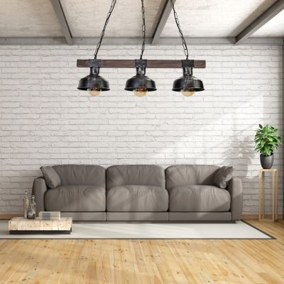 MILAGRO Lampa wisząca FARO BLACK/WOOD 3xE27 (MLP6243)