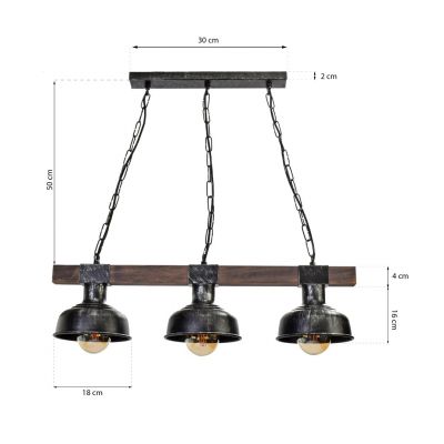 MILAGRO Lampa wisząca FARO BLACK/WOOD 3xE27 (MLP6243)