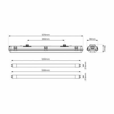 MILAGRO Zestaw Oprawa Hermetyczna 2x120cm + Odbłyśnik + 2x18W 4000K (EKH9835)