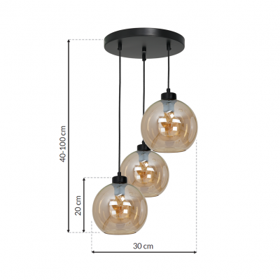 Milagro lampa wisząca Sofia Amber 3xE27 czarna MLP6584 (MLP6584)