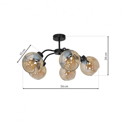 Milagro plafon Sofia Amber 5xE27 czarny MLP6598 (MLP6598)