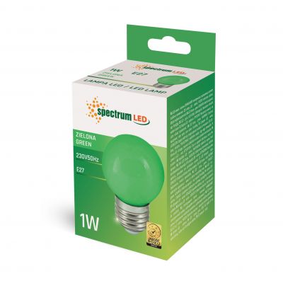 Żarówka LED KULKA E27 1W zielona WOJ+11796 Spectrum Led (WOJ+11796)