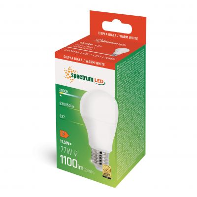 Żarówka LED GLS E-27 230V 11,5W=75W WW  WOJ+13910_220ST Spectrum Led (WOJ+13910_220ST)