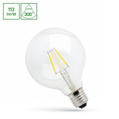 LED GLOB G95 COG E-27 230V 4W WW CLEAR  WOJ+13763 Spectrum Led (WOJ+13763)