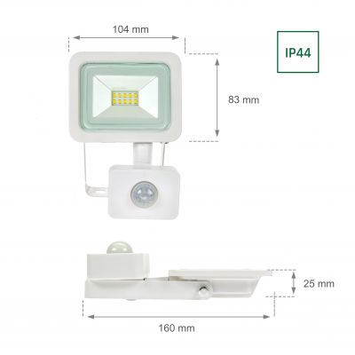 Naświetlacz halogen reflektor z czujnikiem ruchu 10W neutralna  SLI029041NW_CZUJNIK Spectrum Led (SLI029041NW_CZUJNIK)