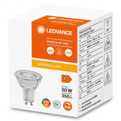 LED COMFORT SUPERIOR Spot PAR16 GL 50 dim 4,7W 940 GU10 LEDVANCE (4058075757882)