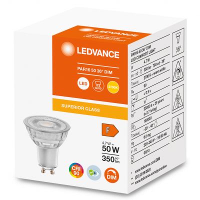 LED COMFORT SUPERIOR Spot PAR16 GL 50 dim 4,7W 927 GU10 LEDVANCE (4058075757868)