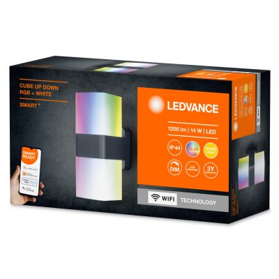 Kinkiet ogrodowy LED INTELIGENTNY 13,5W RGB+W Ciemny szary SMART+ WiFi CUBE 4058075478077 LEDVANCE (4058075478077)