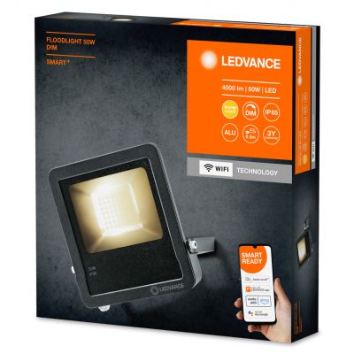 Naświetlacz LED 50W 4250lm 3000K Ściemnialny IP65 Czarny Smart+ WiFi Flood 4058075474666 LEDVANCE (4058075474666)