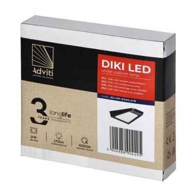 DIKI lampka podszafkowa LED 2W, 170 lm, 4000K, czarna AD-OM-6334L4/B ORNO (AD-OM-6334L4/B)
