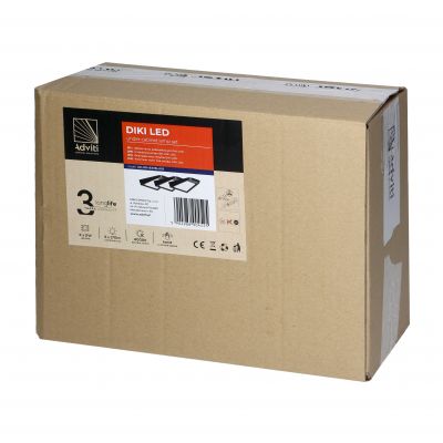 DIKI zestaw 3 lampek podszafkowych LED, 3x2W, 4000K, z wyłącznikiem bezdotykowym, czarny AD-OM-6335L4/B ORNO (AD-OM-6335L4/B)