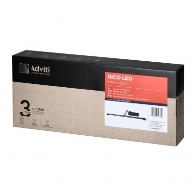 Kinkiet lampa nad lustro RICO LED 7W 770lm 4000K IP44 dł. 40 cm czarna ORNO (AD-OM-6518L4/B)