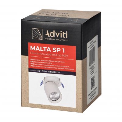 Oprawa ścienno-sufitowa MALTA SP 1 podtynkowa GU10 max. 12W IP20 czarna ORNO (AD-OP-6478BGU10)