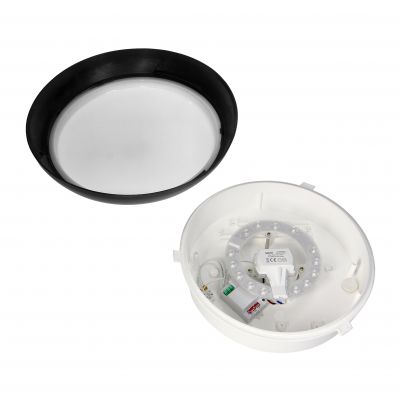 KOKO oprawa LED 12W z mikrofalowym czujnikiem ruchu, 3000K, 1100lm, czarna-polipropylen, klosz matow AD-PL-6257BLPMM3 ORNO (AD-PL-6257BLPMM3)