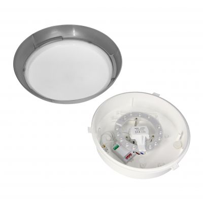 KOKO oprawa LED 12W z mikrofalowym czujnikiem ruchu, 3000K, 1100lm, srebrna-polipropylen, klosz mato AD-PL-6257GLPMM3 ORNO (AD-PL-6257GLPMM3)
