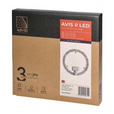 Uniwersalny panel świetlny LED AVIS II 24W 3000K biała ciepła z zasilaczem (AD-SW-6250L3)