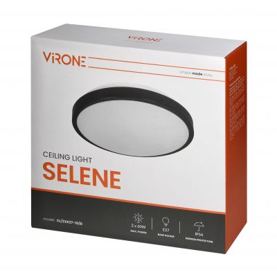 Lampa sufitowa SELENE plafon 2xE27 2x60W klosz matowy IP54 czarny ORNO (CL/2XE27-10/B)