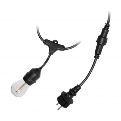 Zestaw girlanda oświetleniowa 20 m, IP44, czarna + 20 żarówek LED 1W E27, 3000K LG-1/20M/E27/3 ORNO (LG-1/20M/E27/3)
