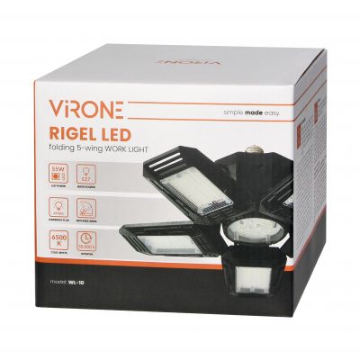 RIGEL LED, lampa warsztatowa składana 5-skrzydłowa, E27, 55W, 6500K, 4950lm WL-10 ORNO (WL-10)