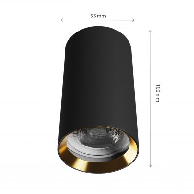 CHLOE VARIOSA GU10 NATYNKOWA GU10 230V IP20 55x100MM CZARNY ŚRODEK ZŁOTY OKRĄGŁA (SLIP005061)