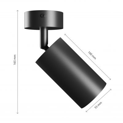 SQUALLA VARIOSA GU10 KINKIET 230V IP20 55x100x165MM CZARNY OKRĄGŁA (SLIP006020)