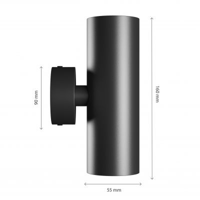 SQUALLA VARIOSA TUBO 2XGU10 KINKIET 230V IP20 55X160X90MM CZARNY OKRĄGŁA (SLIP006018)