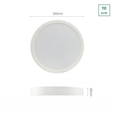 ALGINE NATYNK DOWNLIGHT 24W NW 230V 120st IP20     IK06 288x38mm BIAŁY okrągła (SLI037030NW_PW)