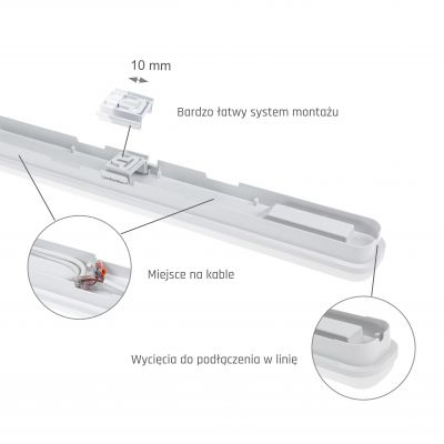 Oprawa Hermetyczna LIMEA GO HERMETYK 1200mm 50W barwa zimna 230V 120st IP65 IK07 1200X60X52mm biała (SLI028035CW_PW)