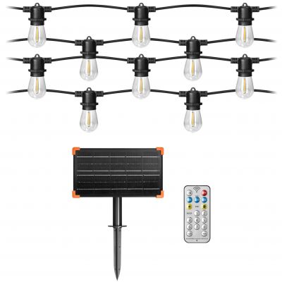 Girlanda solarna ogrodowa lampki solarne 20m + 21x Żarówka E27 LED + PILOT (LG-4/20M/E27/3)
