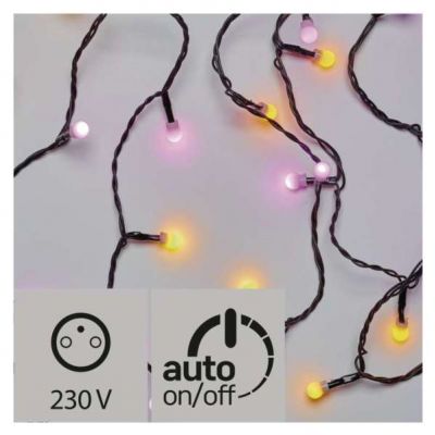 Lampki choinkowe 40 LED kulki 4m IP44 ŻÓŁTE/RÓŻOWE, timer EMOS (ZY2020T)