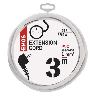Przedłużacz 1 gniazdo 3m biały P0113 EMOS (P0113)