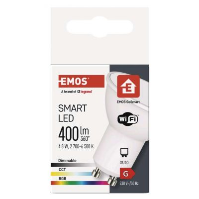 Żarówka LED GoSmart MR16 / GU10 / 4,8 W (35 W) / 400 lm / RGB / ściemnialna / Wi-Fi EMOS (ZQW832R)