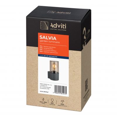 SALVIA oprawa ogrodowa hermetyczna E27 max. 15W  IP54 szara AD-OP-6573GE27PP ORNO (AD-OP-6573GE27PP)