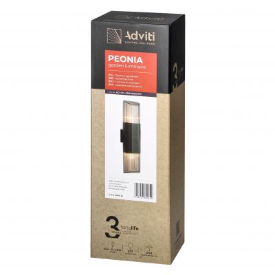 PEONIA oprawa ogrodowa hermetyczna 2xE27 max. 2x15W  IP54 czarna AD-OP-6580BE27PP Orno (AD-OP-6580BE27PP)