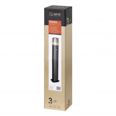 PEONIA oprawa ogrodowa słupek z czujnikiem PIR E27 max. 15W IP54 75 cm czarna AD-OP-6582BE27PPR ORNO (AD-OP-6582BE27PPR)