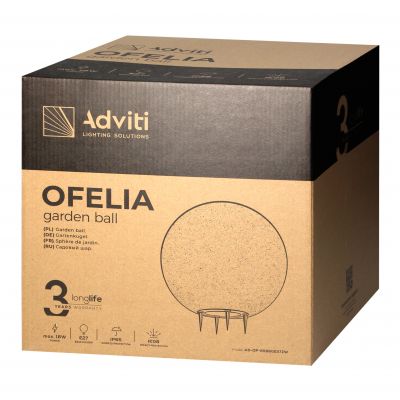Lampa ogrodowa OFELIA kula E27 oprawa IP65 kamień 38cm wbijana ORNO (AD-OP-6589GE27ZW)