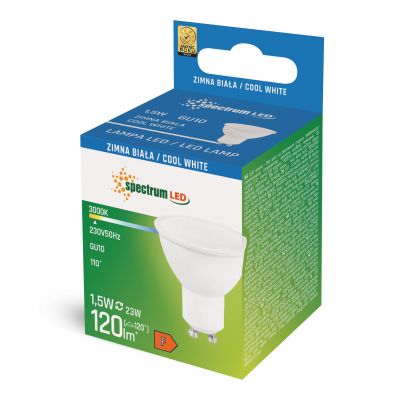 Żarówka reflektor LED GU10 SMD 1.5W-CW SPECTRUM (WOJ+13269)