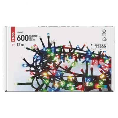 Lampki choinkowe LED Classic Cluster 600LED 12m multikolor IP44 timer EMOS (D4BM03)