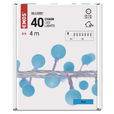 Lampki świąteczne kulki 40LED 4m IP44 niebieski IP44 timer EMOS (D5AB01)