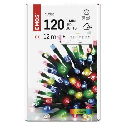 Lampki choinkowe klasyczne 120 LED 12m multikolor IP44 timer EMOS (D4AM03)